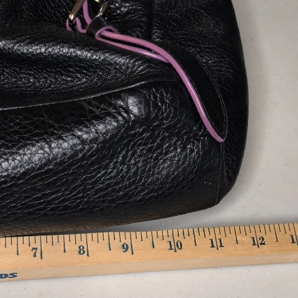 Coach Black and Purple Backpack with Pebbled Texture F12014